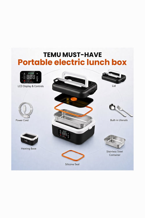 Electric Lunch Box Food Warmer | Portable Self-Heating Tiffin Box | Office, Car & Travel Use | Cash On Delivery